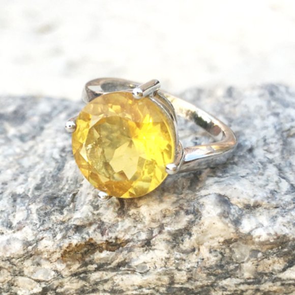 Golden Fluorite .925 Ring Sunshine Yellow Size 7 Sterling Silver - Picture 15 of 15